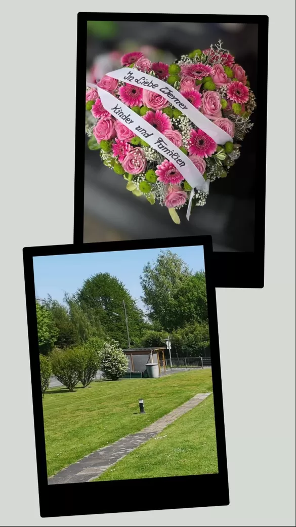 Collage zweier Bilder, eines mit Blumenherz